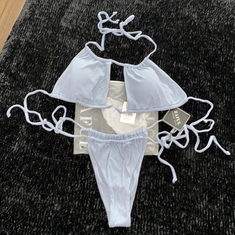 Zaful Light Blue String Bikini Set